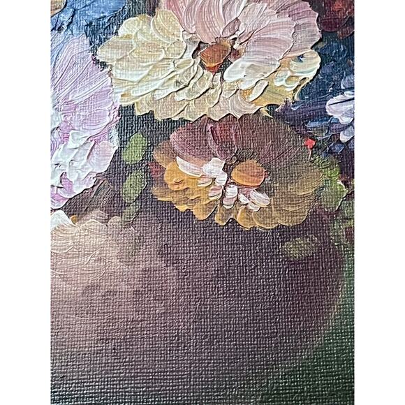 Vintage Framed Canvas Still Life of Flowers Signed Röth? Acrylic Textured Floral - Picture 11 of 16
